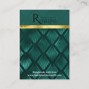 Green watercolor gold glitter Earring Display Business Card