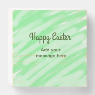 Green watercolor happy Easter add message pastel t Wooden Box Sign