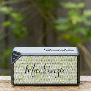 Green Watercolor Herringbone Monogram Bluetooth Speaker