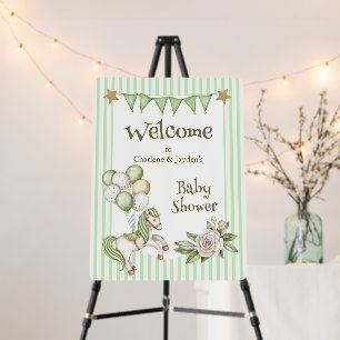 Green Watercolor Horse Baby Shower Welcome Sign