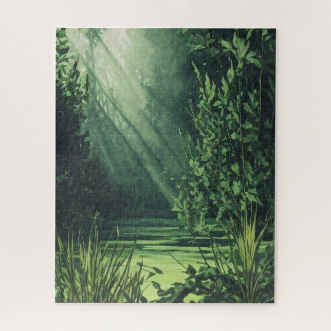 Green watercolor jigsaw puzzle (Vertical)
