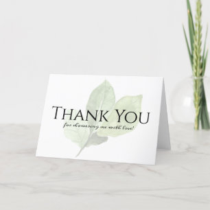 Green Watercolor Leaf Thank You Card