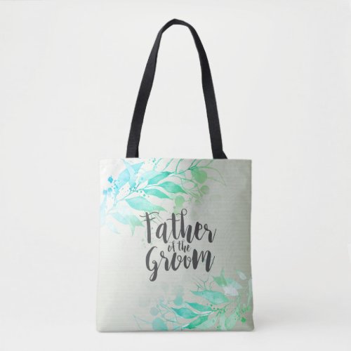 Green Watercolor Leaf Wedding Father of the Groom Tote Bag