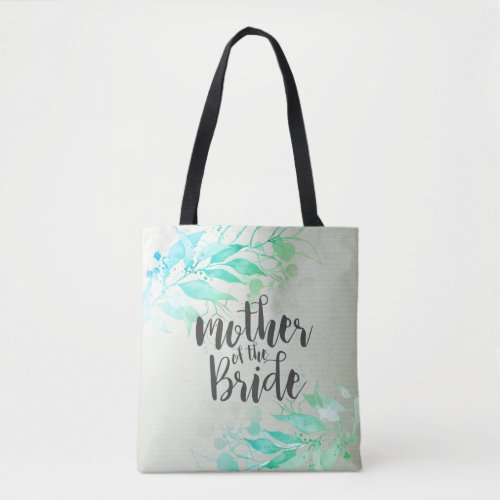 Green Watercolor Leaf Wedding Mother of the Bride Tote Bag