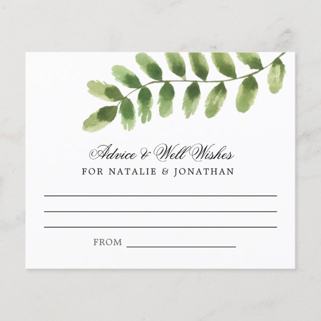 green watercolor leaf wedding reception advice (Front)