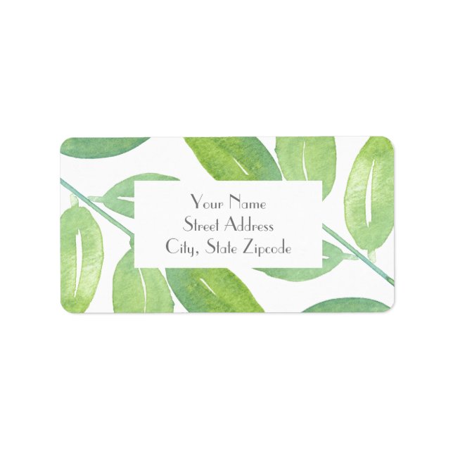 'Green Watercolor Leaves 3' Labels (Front)