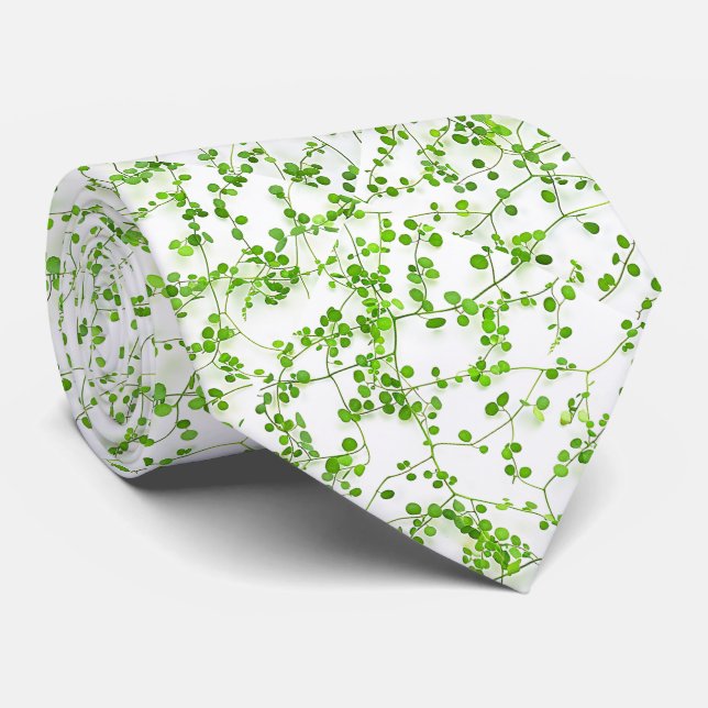 Green Watercolor Leaves and Vines, Elegant Stylish Neck Tie (Rolled)
