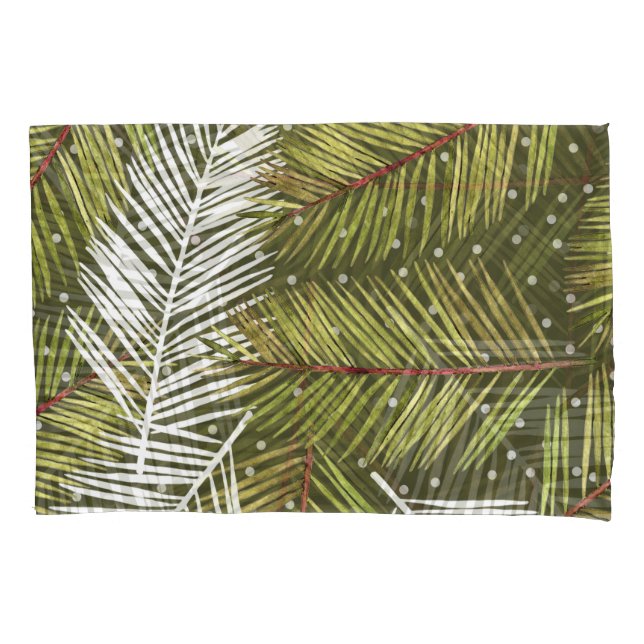 Green Watercolor Leaves: Seamless Illustration Pillow Case (Front)