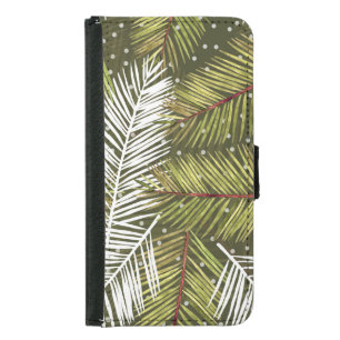 Green Watercolor Leaves: Seamless Illustration Samsung Galaxy S5 Wallet Case