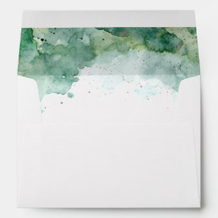 Green Watercolor Lined Envelope