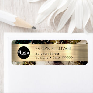 Green watercolor logo return address label