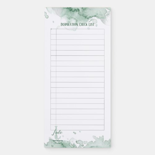 Green Watercolor Magnetic Checklist Magnetic Notepad