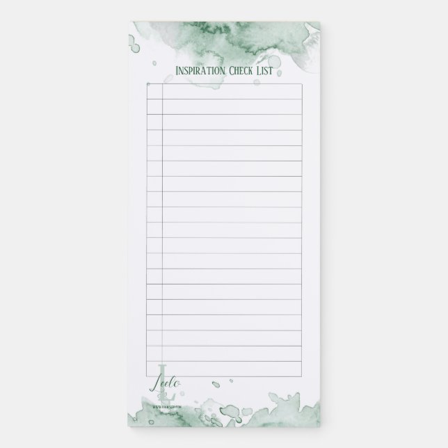 Green Watercolor Magnetic Checklist Notepad (Front)