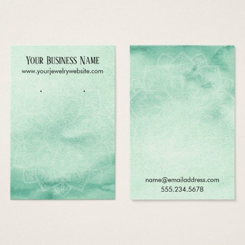 Green Watercolor Mandala Earring Display Cards