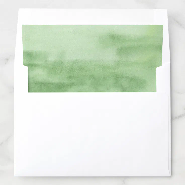 Green Watercolor Modern Envelope Liner 