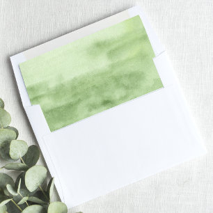 Green Watercolor Modern Envelope Liner