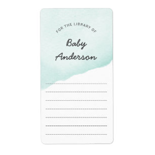 Green Watercolor neutral gender baby shower book Label