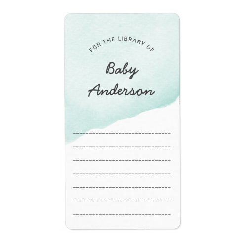 Green Watercolor neutral gender baby shower book Label