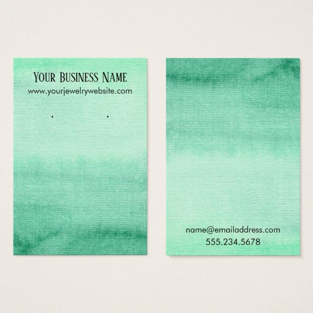 Green Watercolor Ombre Earring Holder Display Card (Front & Back)