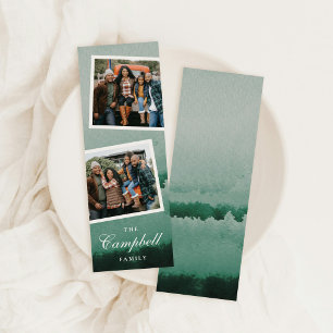Green Watercolor Ombre Multi Photo Script Bookmark