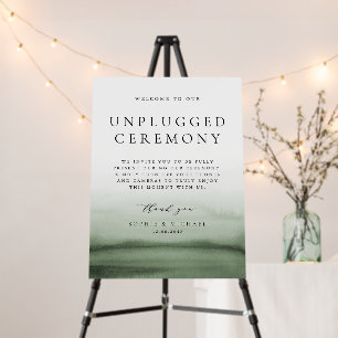 Green Watercolor Ombre Unplugged Wedding Ceremony Foam Board
