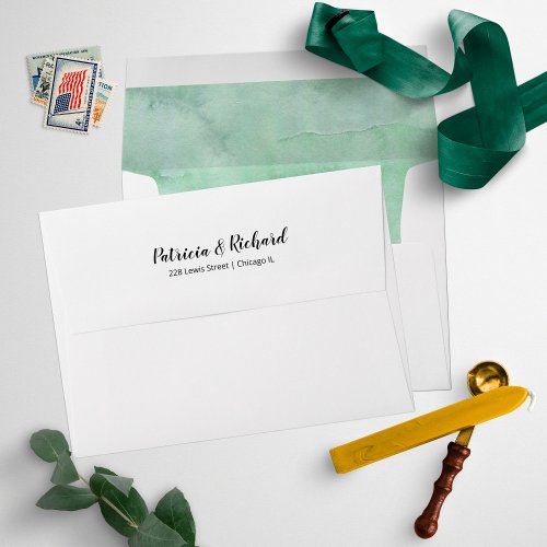 Green Watercolor Outdoor Forest Wedding Invitation Envelope