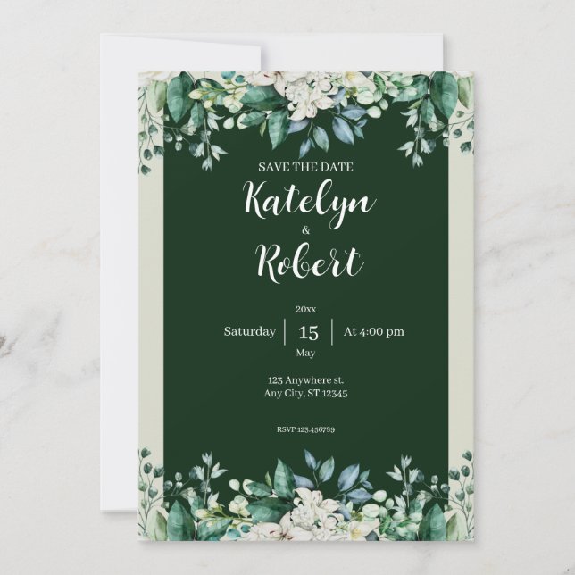 Green Watercolor Palette of love Wedding Invitation (Front)