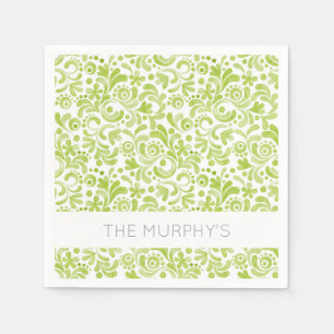 Green Watercolor Pattern NAME Lovely Spring Fun Napkins