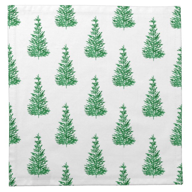 Green Watercolor Pine Tree Pattern    Cloth Napkin (Front)