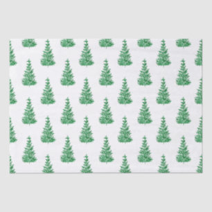 Green Watercolor Pine Tree Pattern Tissue Paper