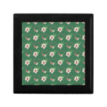 Green Watercolor Poinsettias &amp; Hearts Jewelry Box