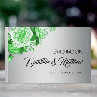 Green Watercolor Roses on Silver Wedding 