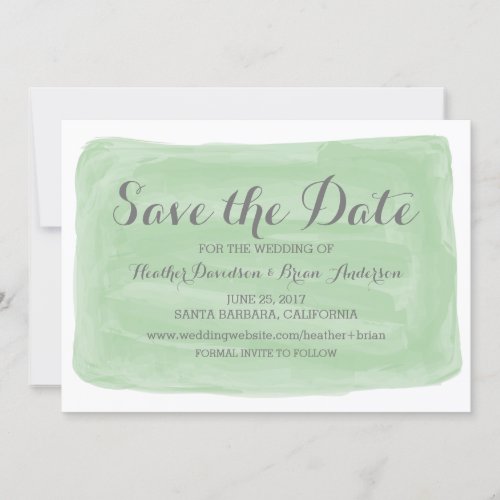 Green Watercolor Save the Date Invite