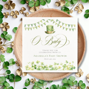 Green Watercolor Shamrock Baby Shower Napkins