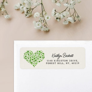 Green Watercolor Shamrock Heart St. Patrick's Day Label