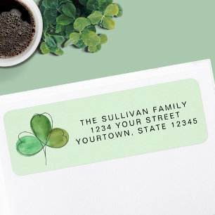 Green Watercolor Shamrock Return Address Label