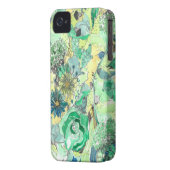 Green Watercolor Sketched Blooms iPhone Case (Back Left)