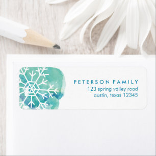 Green Watercolor Snowflake Label