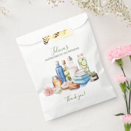 Green Watercolor Spa and Wellness Bachelorette Favor Bag