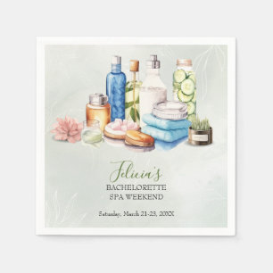 Green Watercolor Spa and Wellness Bachelorette Napkins