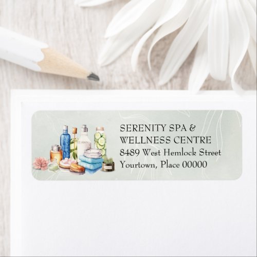 Green Watercolor Spa and Wellness Return Address Label
