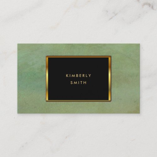 Green watercolor splash black gold business cards