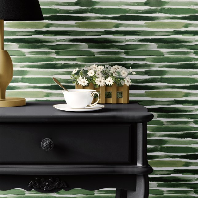 Green Watercolor Striped Wallpaper (Creator Uploaded)