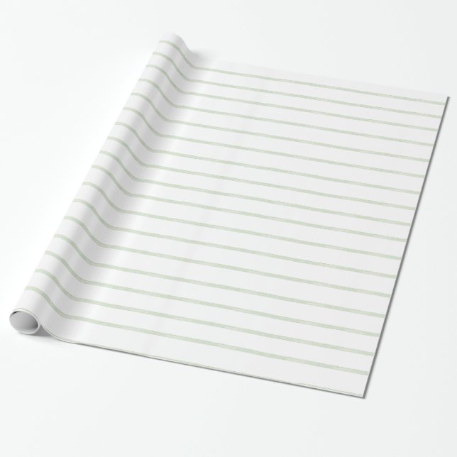 Green Watercolor Stripes Christmas Wrapping Paper (Unrolled)