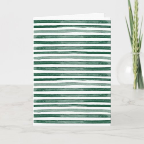 Green Watercolor Stripes Greeting Card
