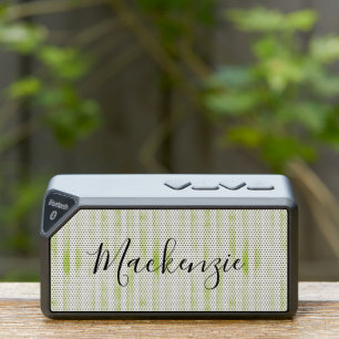 Green Watercolor Stripes Monogram Bluetooth Speaker