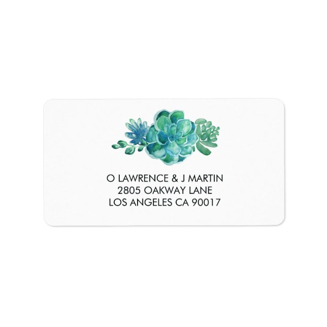 Green Watercolor Succulents Label (Front)