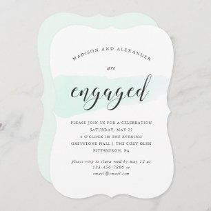 Green Watercolor Swatch Wedding Engagement Party Invitation