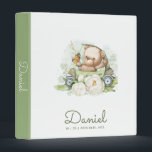 Green Watercolor Teddy Bear Personalized Baby Boy 3 Ring Binder<br><div class="desc">Boho green watercolor teddy bear with a whimsical script typeface for a baby boy binder baby book with birth stats.</div>