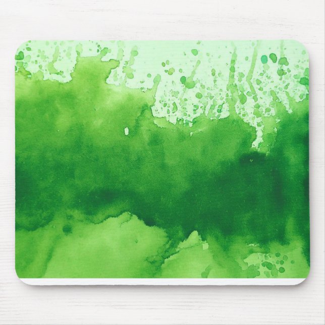 green watercolor texture background; hand painted mouse pad (Front)